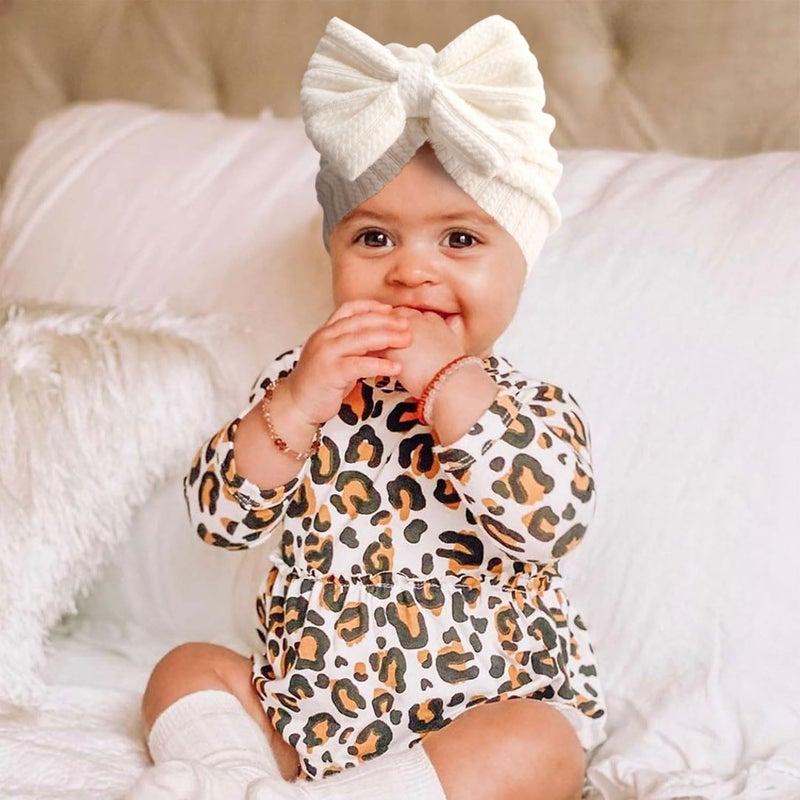 DRESHOW قبعات توربان للأطفال الرضع من BQUBO 5 قطع مع رباط، قبعة تنفسية للأطفال الصغار للفتيات - Image 3